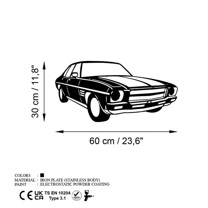 Wallity Holden Monaro Sedan Accesorio decorativo de pared de metal Negro